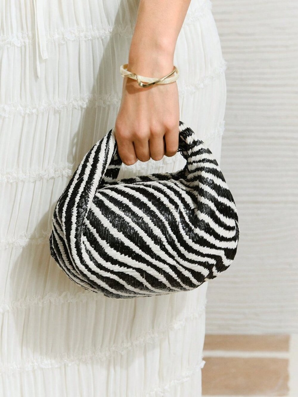 Black And White Preppy Women's Animal Print Zip Top Handle Boston Bag